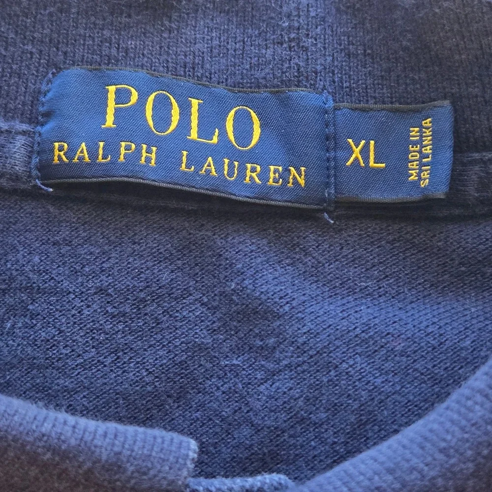 Vintage POLO Ralph Lauren Golf Shirt Mens XL Navy Red Pony Pique Tennis Ivy Prep